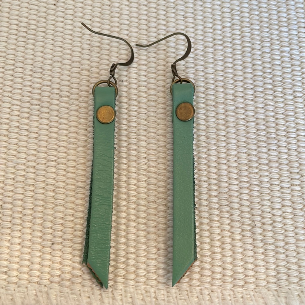 Teal Pu Leather Earrings